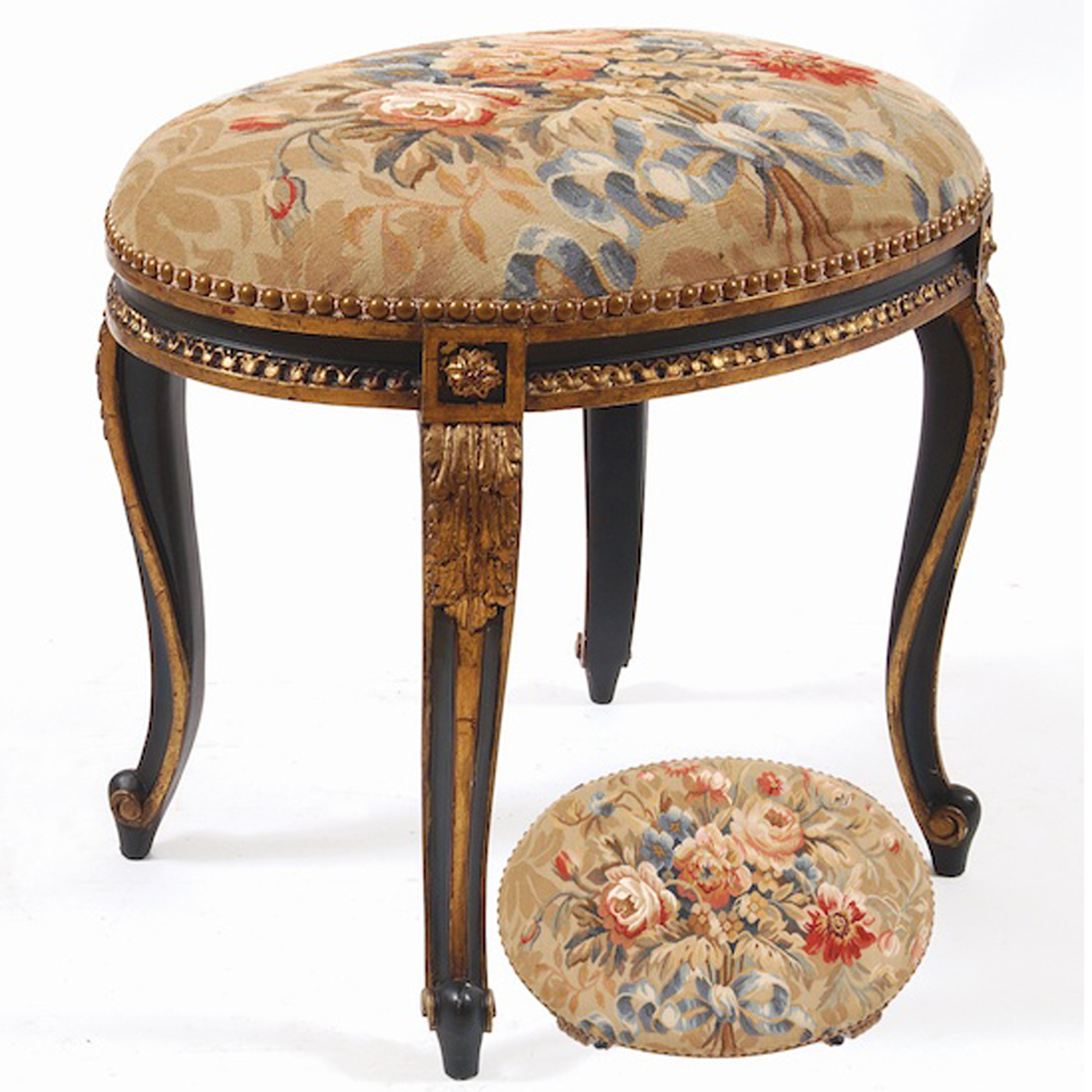 Brown Damask Stool - French Market Collection